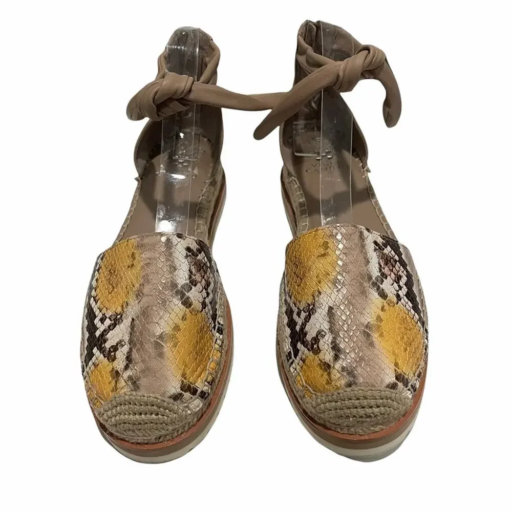 Vince Camuto Binadee Espadrille Ankle Tie Platform Leather Size 9.5